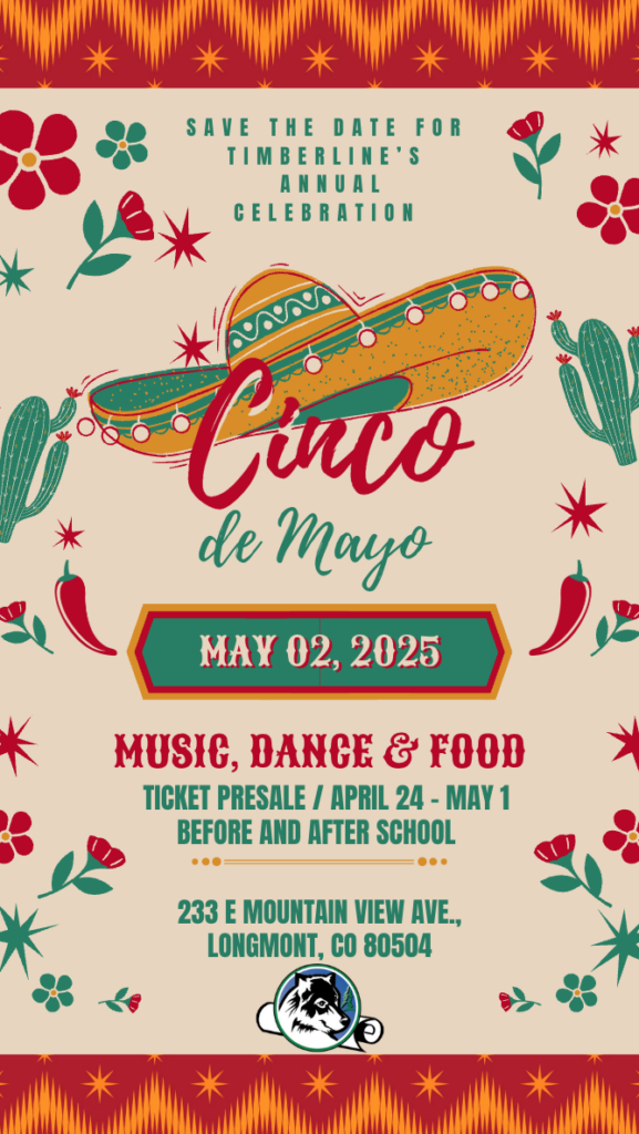Event flyer for Cinco de Mayo celebration on May 2, 2025, featuring music, dance, and food details.