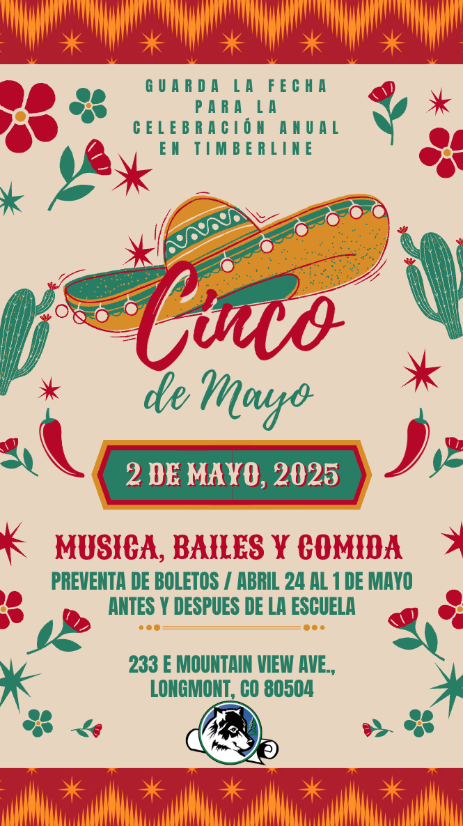Flyer: Cinco de Mayo
musica, bailes y comida
preventa de boletos / abril 24 al 1 de mayo antes y despues de la escuela
