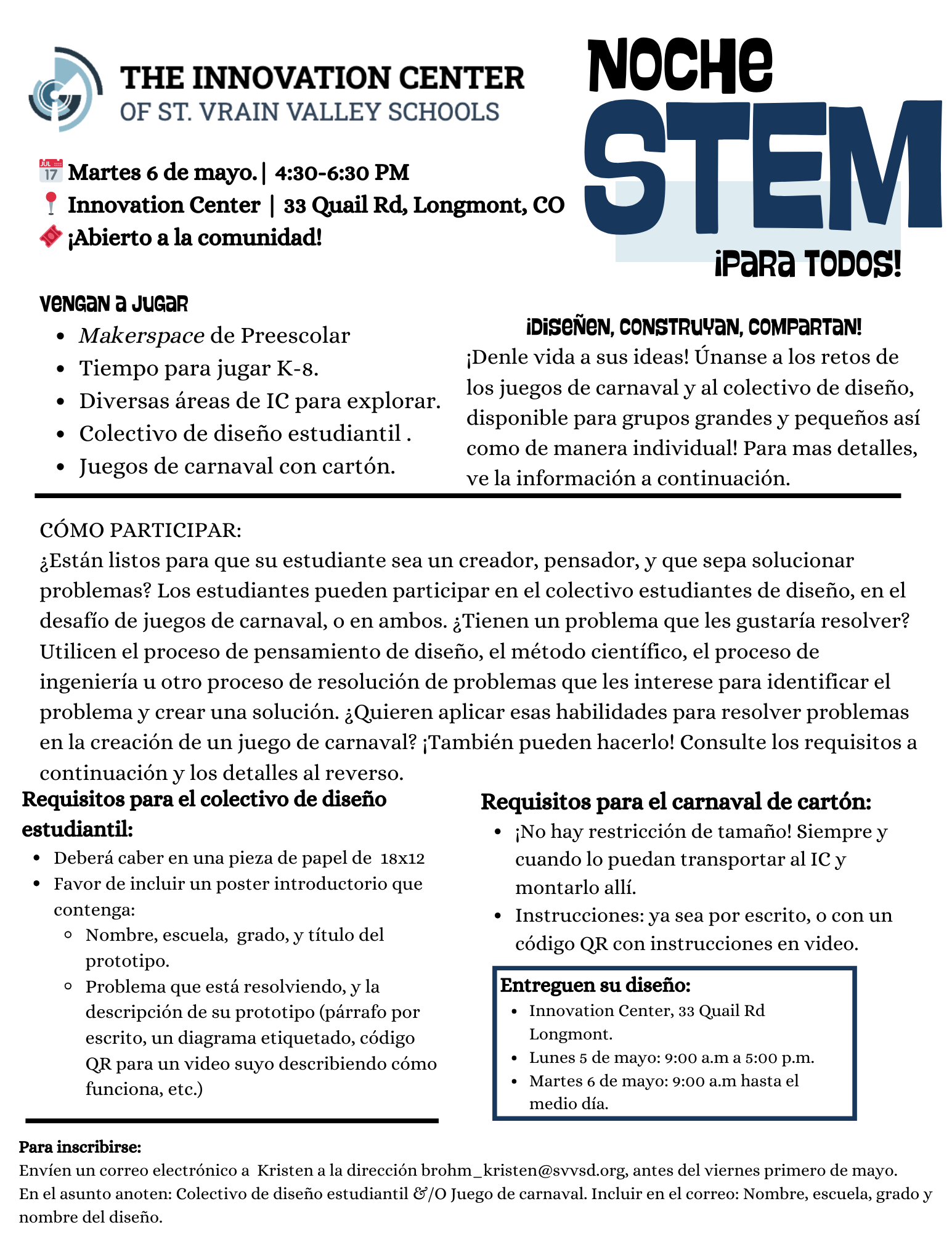 Spanish Flier for STEM Night