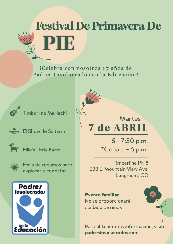 Spring Festival event flyer featuring activities, date, time, and location for celebrating 17 years of Padres Involucrados.