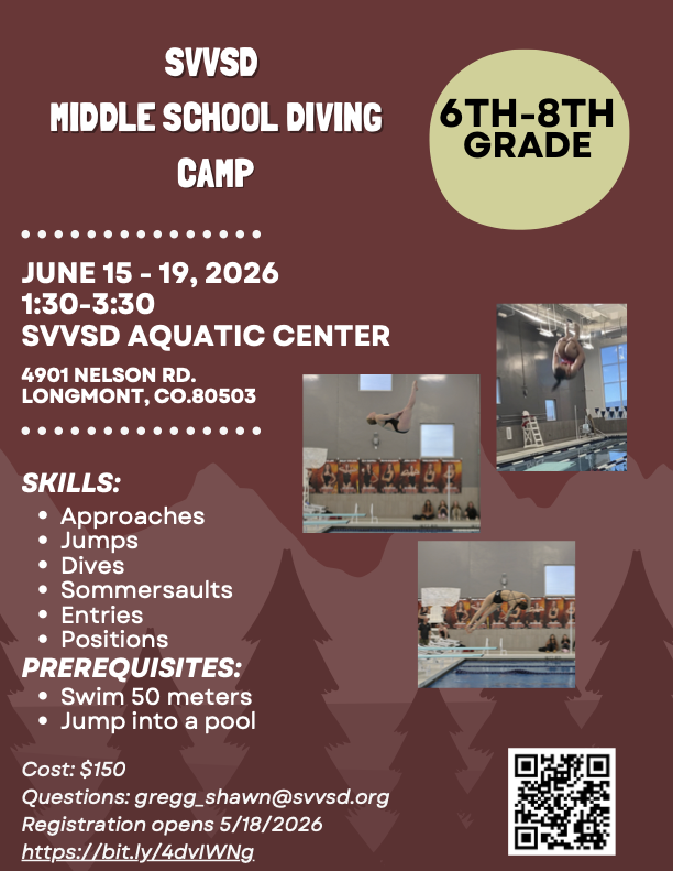 La imagen muestra un campamento de buceo para alumnos de secundaria, con información sobre fechas, habilidades, requisitos previos e información de contacto.